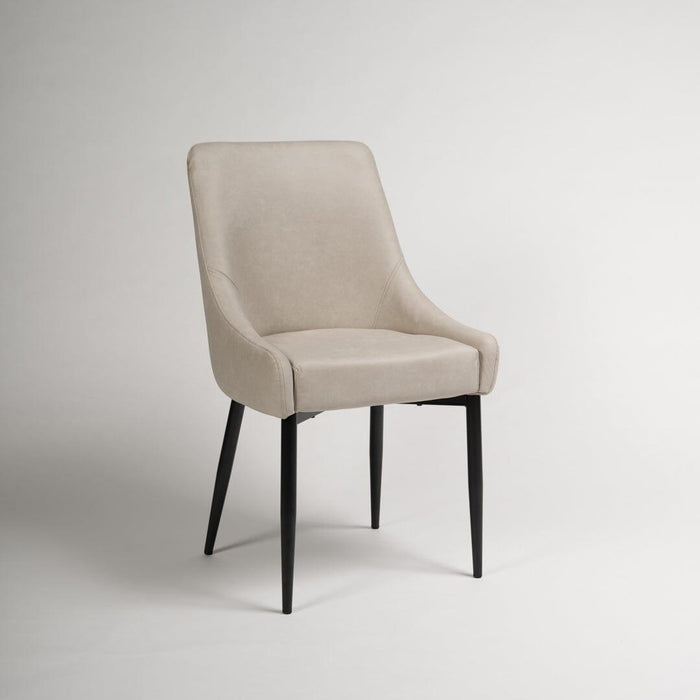 Maeve faux leather dining chairs - stone with black legs - Laura James