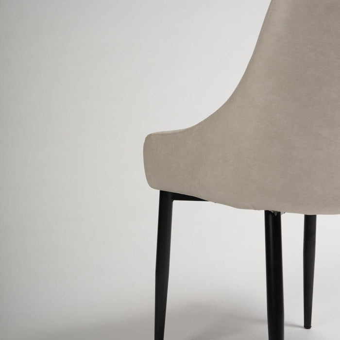 Maeve faux leather dining chairs - stone with black legs - Laura James