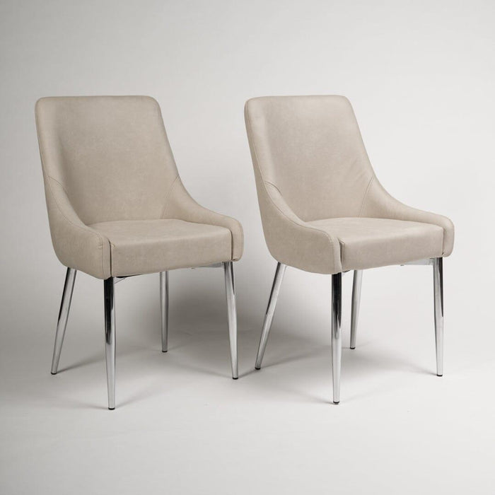 Maeve dining chairs - faux leather with chrome legs - Laura James