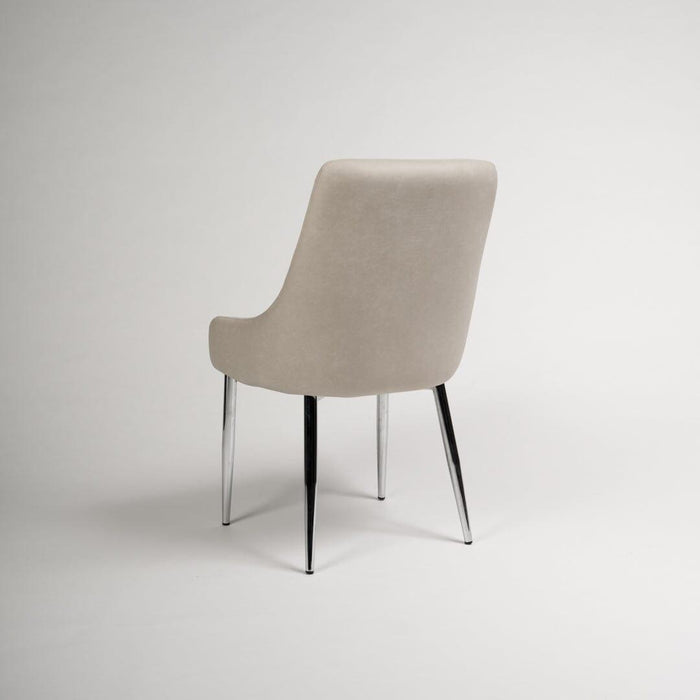 Maeve dining chairs - faux leather with chrome legs - Laura James