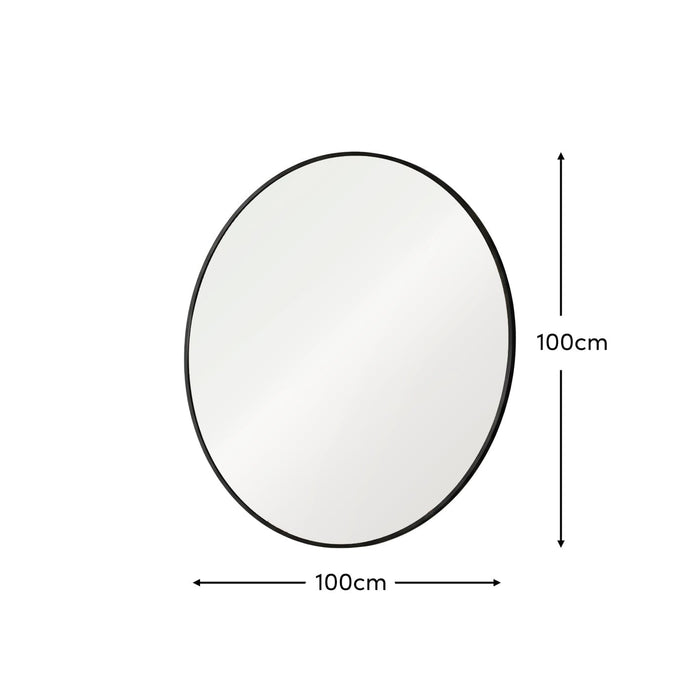 Marbury 100cm Metal Round Mirror - Black - Laura James