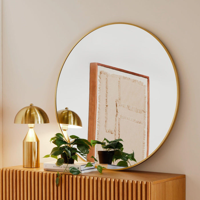 Marbury 100cm Metal Round Mirror - Gold - Laura James