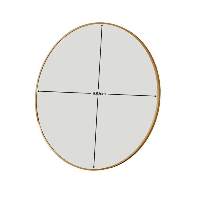 Marbury 100cm Metal Round Mirror - Gold - Laura James