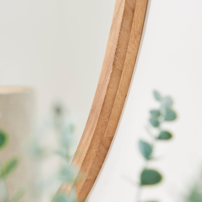 Marbury 100cm Round Wooden Mirror - Natural - Laura James