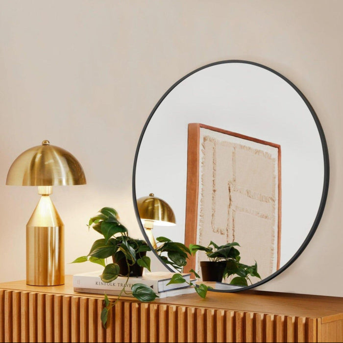 Marbury 50cm Metal Round Mirror - Black - Laura James