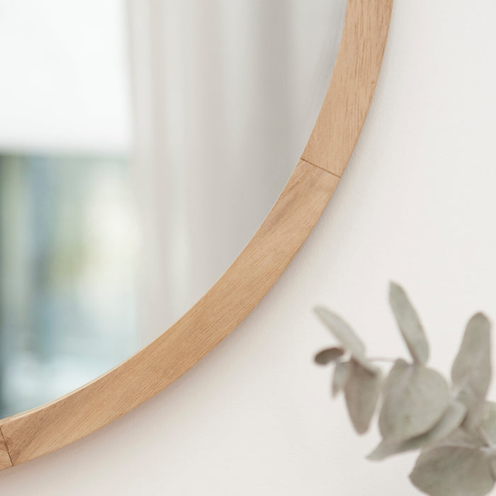 Marbury 50cm Round Wooden Mirror - Natural - Laura James