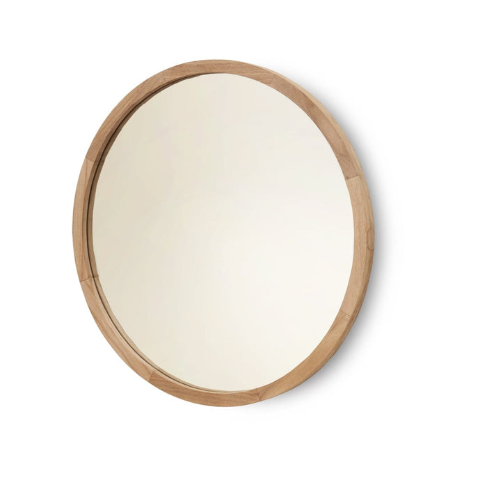 Marbury 50cm Round Wooden Mirror - Natural - Laura James