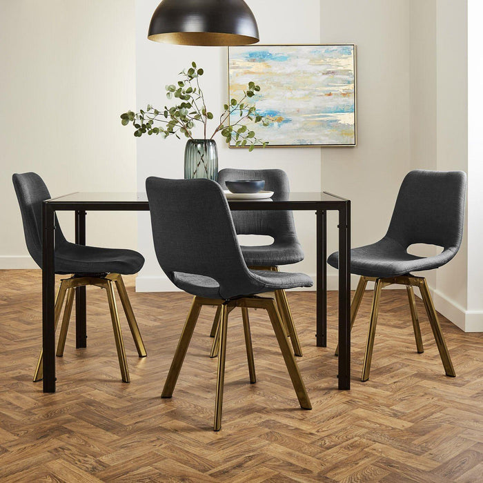 Margot dining chairs x2 - grey and brass- Laura James