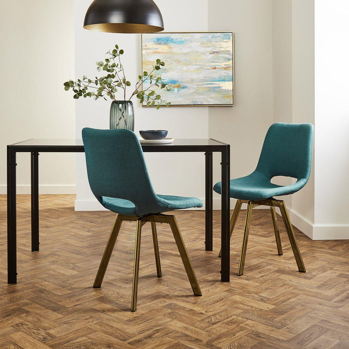 Margot dining chairs x2 - teal and brass- Laura James
