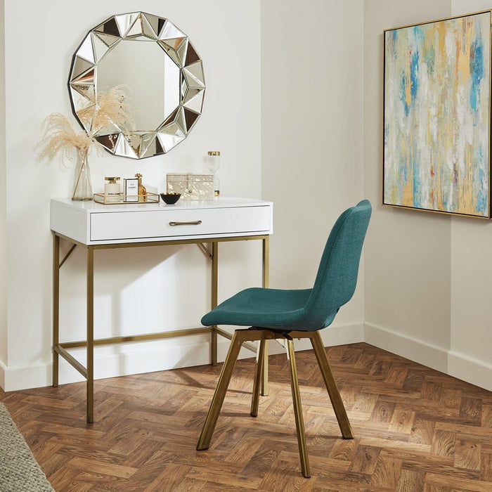 Outlet Marie White Desk with Gold Legs - Laura James
