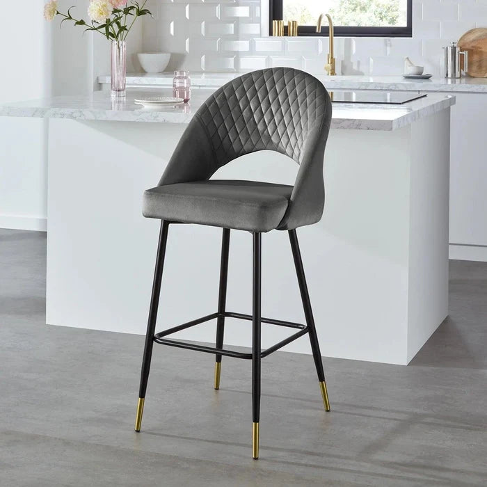 Marilyn bar stool - grey velvet - Laura James