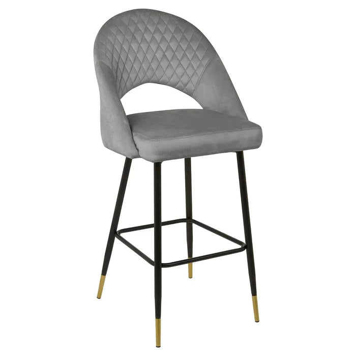 Marilyn bar stool - grey velvet - Laura James