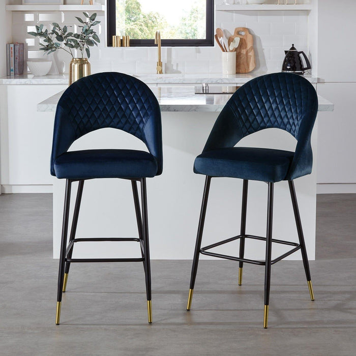 Marilyn bar stool - set of 2 - blue velvet - Laura James