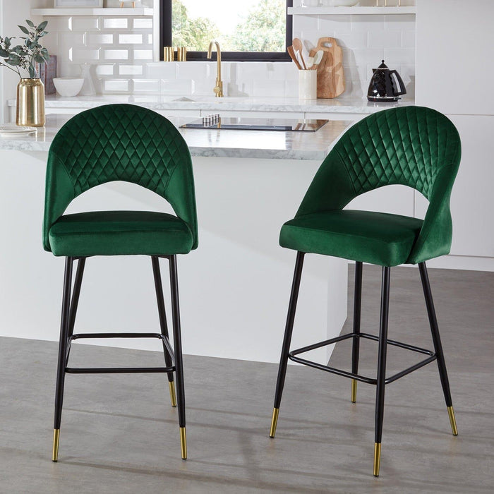 Marilyn bar stool - set of 2 - green velvet - Laura James