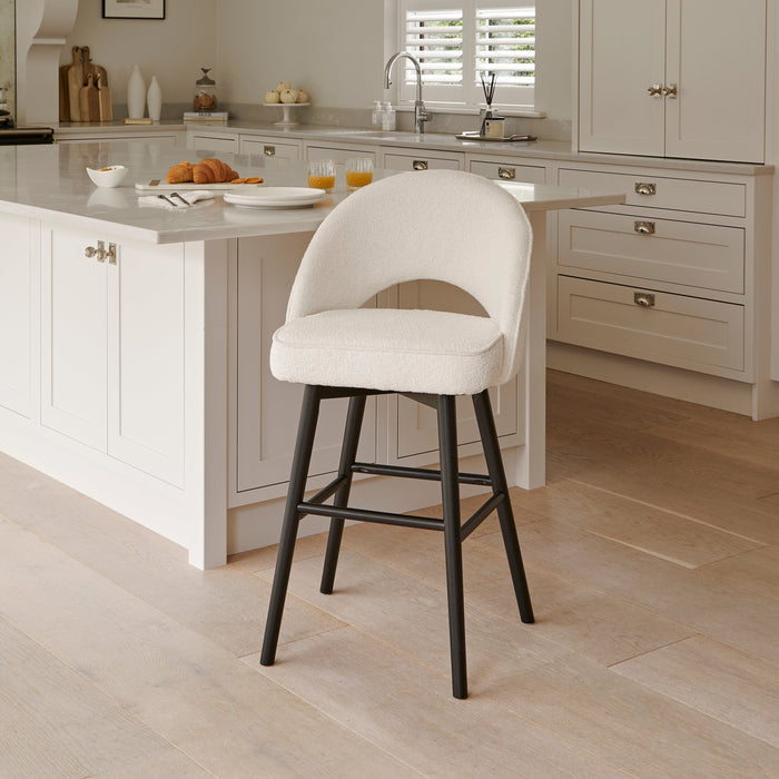 OUTLET - Marilyn Boucle Bar Stool - Black Legs