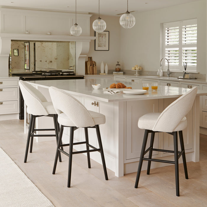 OUTLET - Marilyn Boucle Bar Stool - Black Legs