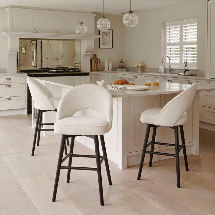 OUTLET - Marilyn Boucle Bar Stool - Black Legs