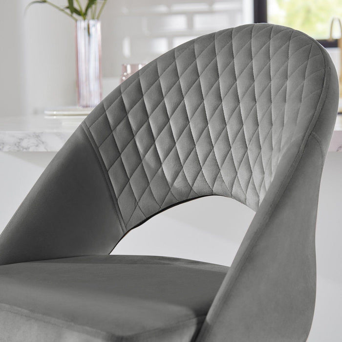Marilyn bar stool - set of 2 - grey velvet - Laura James