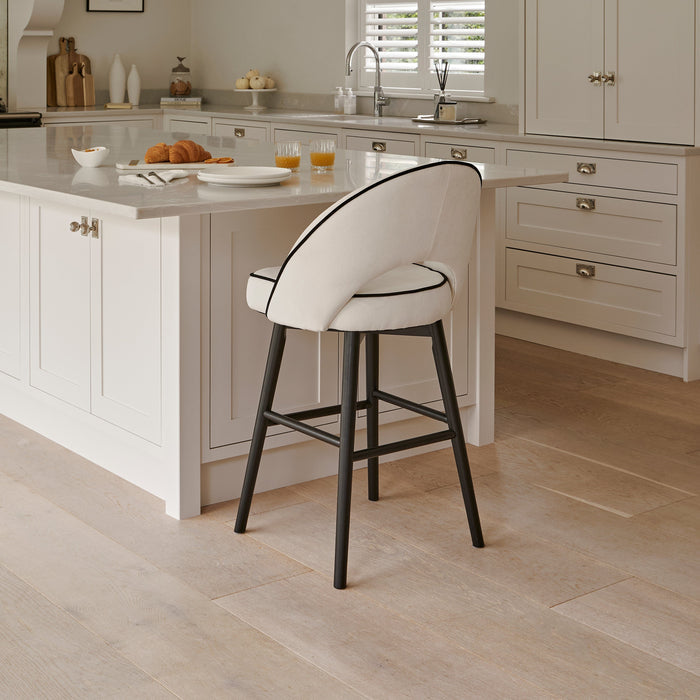 Outlet - Marilyn Ivory Bar Stool - Black Oak Legs