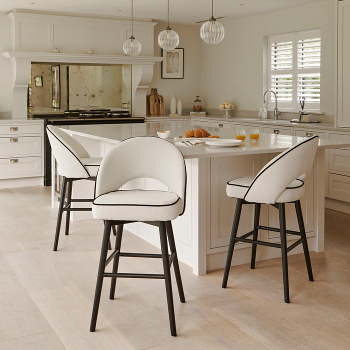 Outlet - Marilyn Ivory Bar Stool - Black Oak Legs
