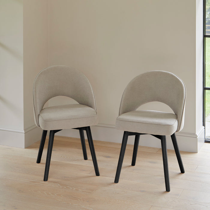 Marilyn Soft Beige Dining Chairs - Set of 2 - Black Oak Legs - Laura James