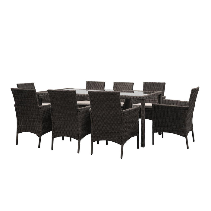 Marston Brown 8 Seater Garden Table and Chair Set - Laura James