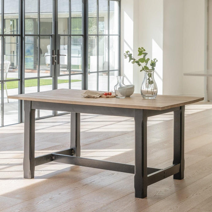 Matilda Rectangular Wooden Dining Table - Chalked Mango Wood and Black - Laura James