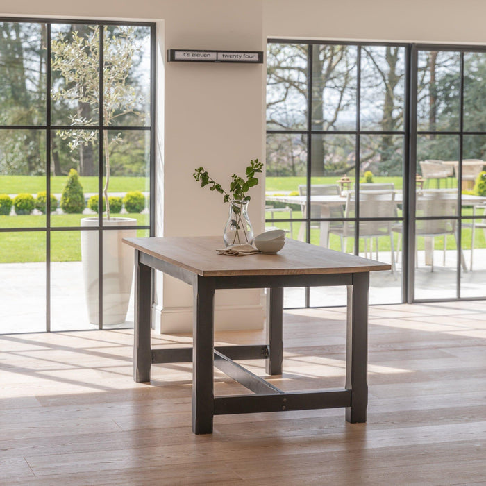 Matilda Rectangular Wooden Dining Table - Chalked Mango Wood and Black - Laura James