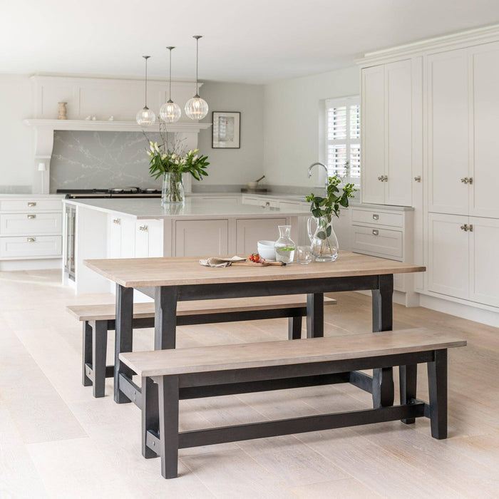 Matilda Rectangular Wooden Dining Table - Chalked Mango Wood and Black - Laura James