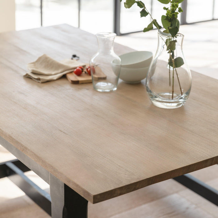 Matilda Rectangular Wooden Dining Table - Chalked Mango Wood and Black - Laura James
