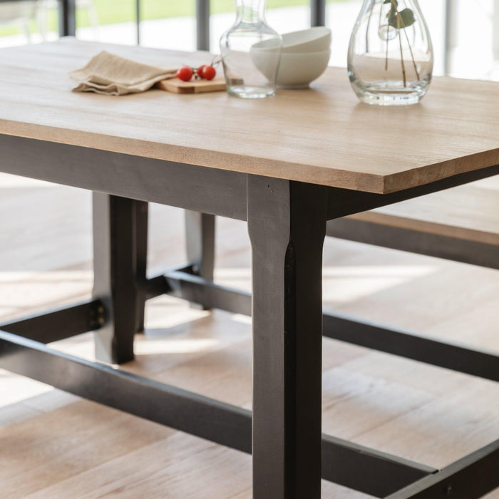 Matilda Rectangular Wooden Dining Table - Chalked Mango Wood and Black - Laura James