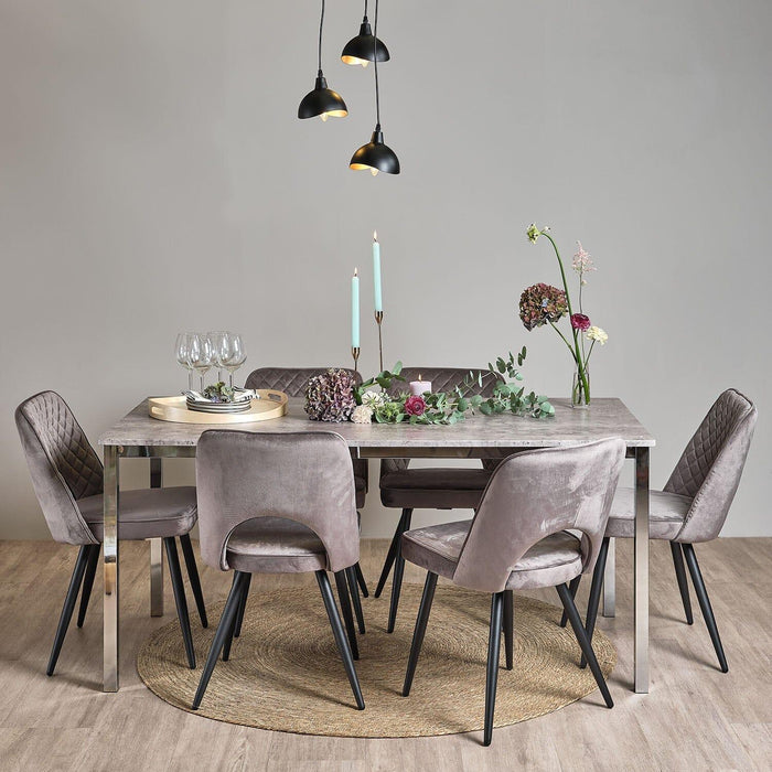 Milo Dining Table Concrete Top with Chrome Legs