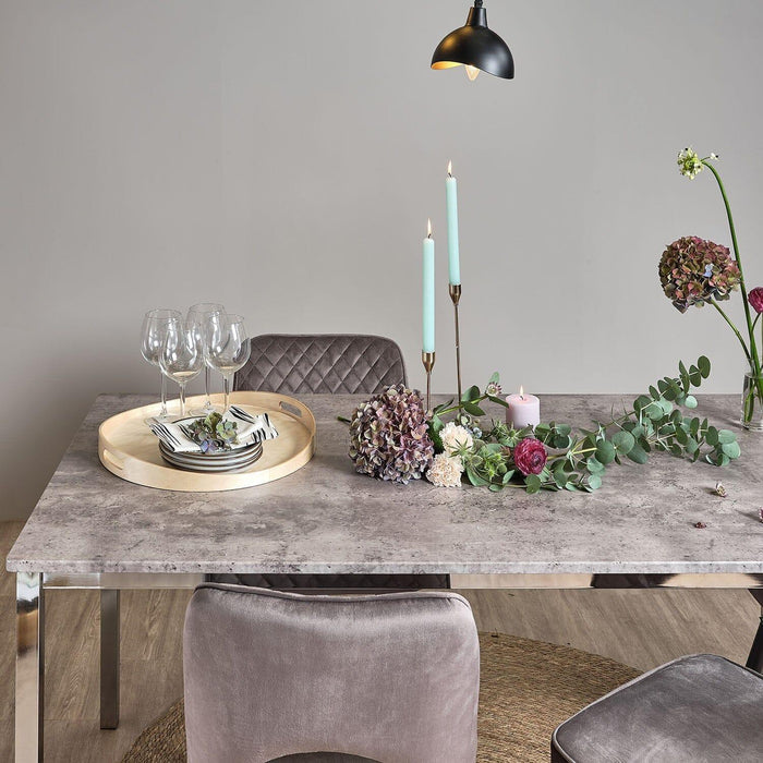 Milo Dining Table Concrete Top with Chrome Legs