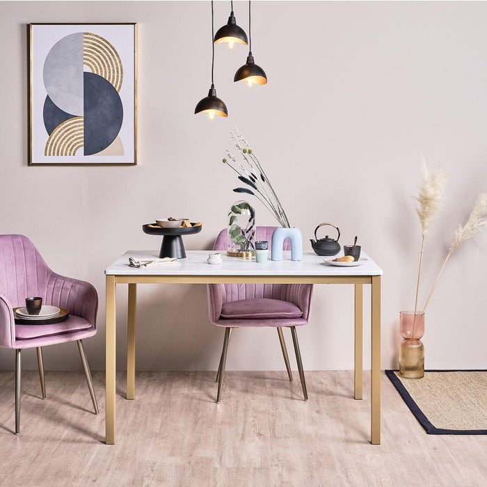 Milo Marble Dining Table with Gold Legs