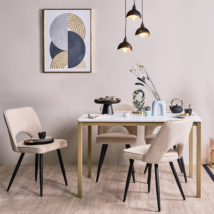 Milo Marble Dining Table with Gold Legs