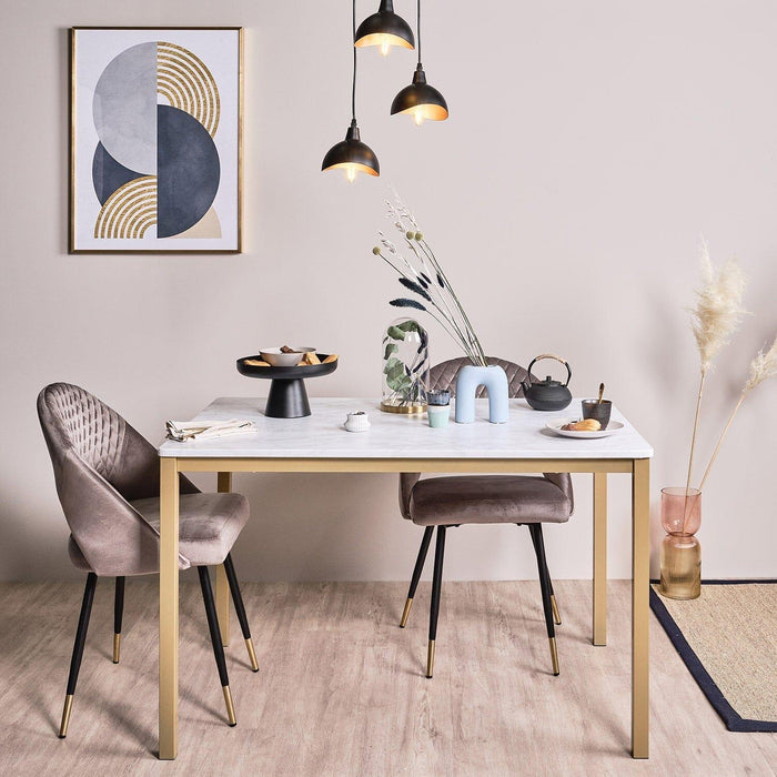 Milo Marble Dining Table with Gold Legs