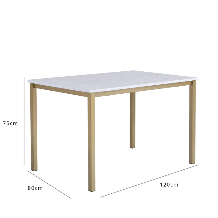 Milo dining table - 4 seater - marble effect and gold - Laura James