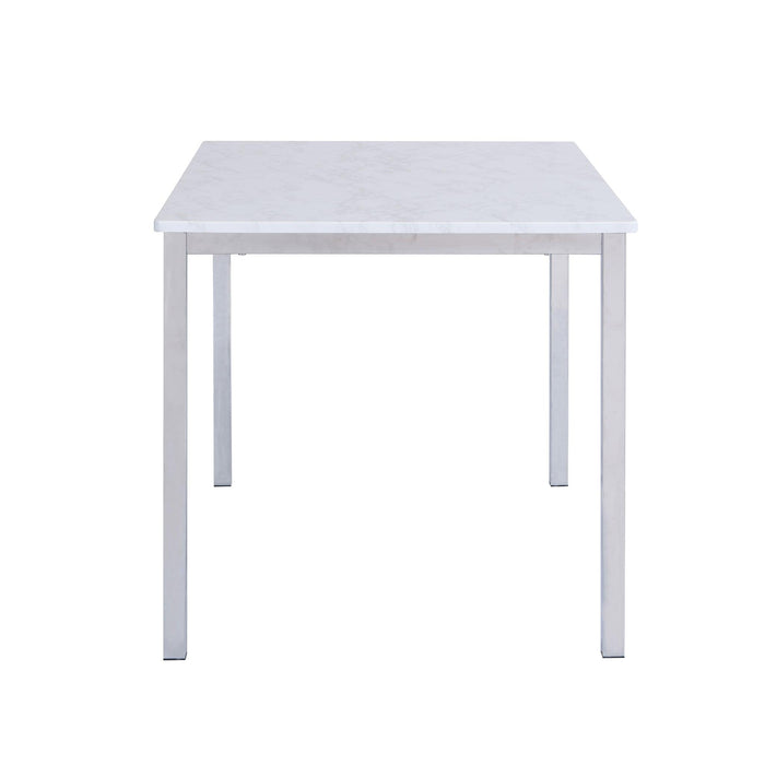 Milo Marble Dining Table with White metal legs