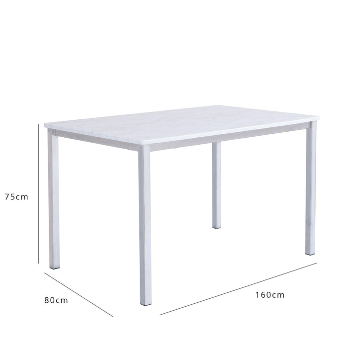 Milo Marble Dining Table with White metal legs