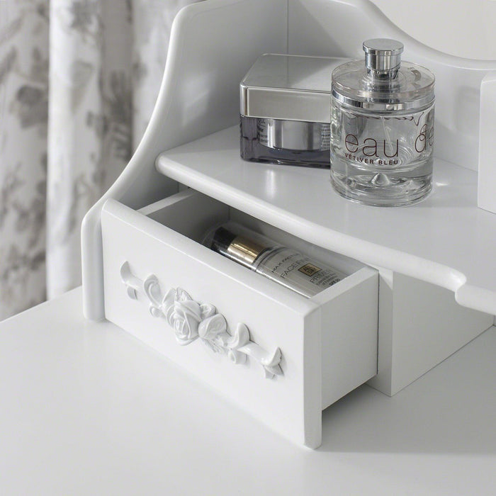 Monaco Dressing Table, Stool & Mirror Set - White Painted - In Stock Date - 2nd June 2020 - Laura James