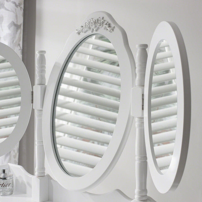 Monaco Dressing Table, Stool & Mirror Set - White Painted - In Stock Date - 2nd June 2020 - Laura James