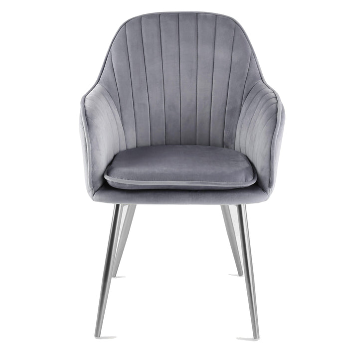 Muse accent chair – grey with silver legs - Laura James