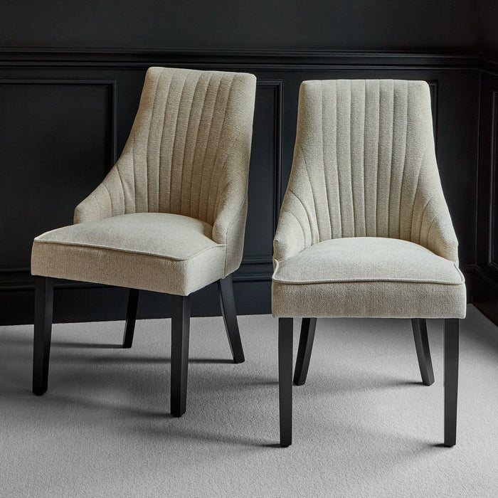 Outlet - Nadine Marl Taupe Dining Chairs - Set of 2 - Black Legs