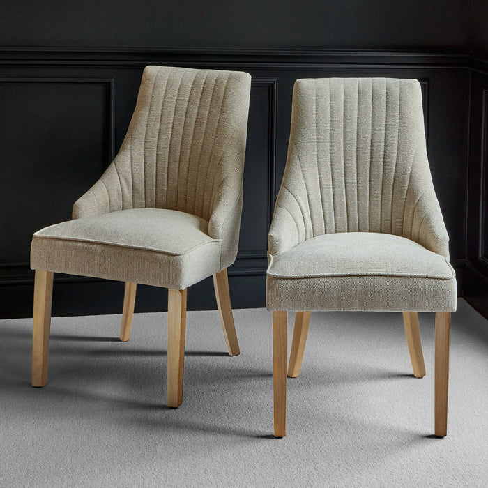 Outlet - Nadine Marl Taupe Dining Chairs - Set of 2 - Whitewash Legs