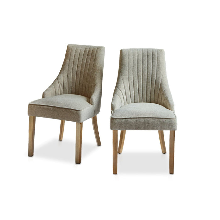 Outlet - Nadine Marl Taupe Dining Chairs - Set of 2 - Whitewash Legs