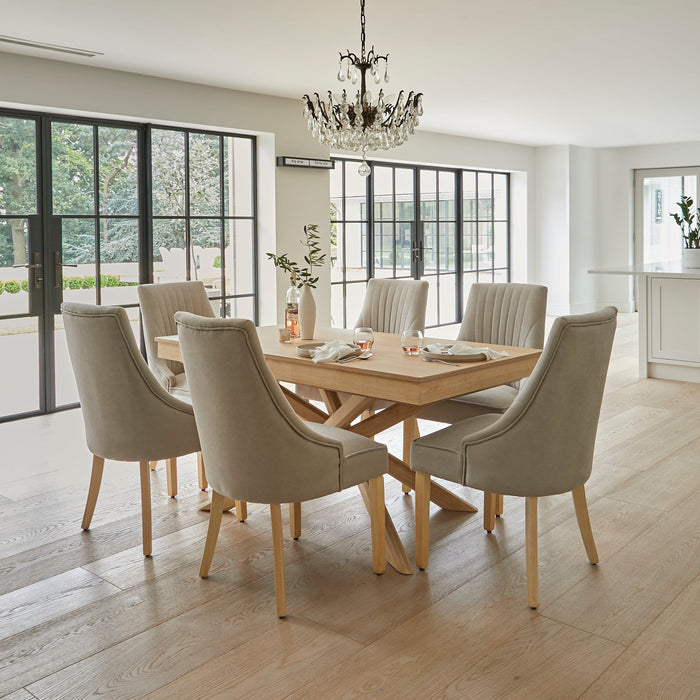 OUTLET - Nadine Soft Beige Dining Chairs - Set of 2 - Whitewash Legs