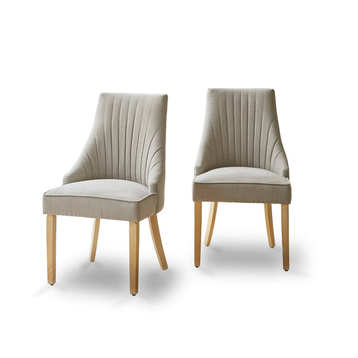 Nadine Dining Chairs - Set Of 2 - Soft Beige with Whitewash legs