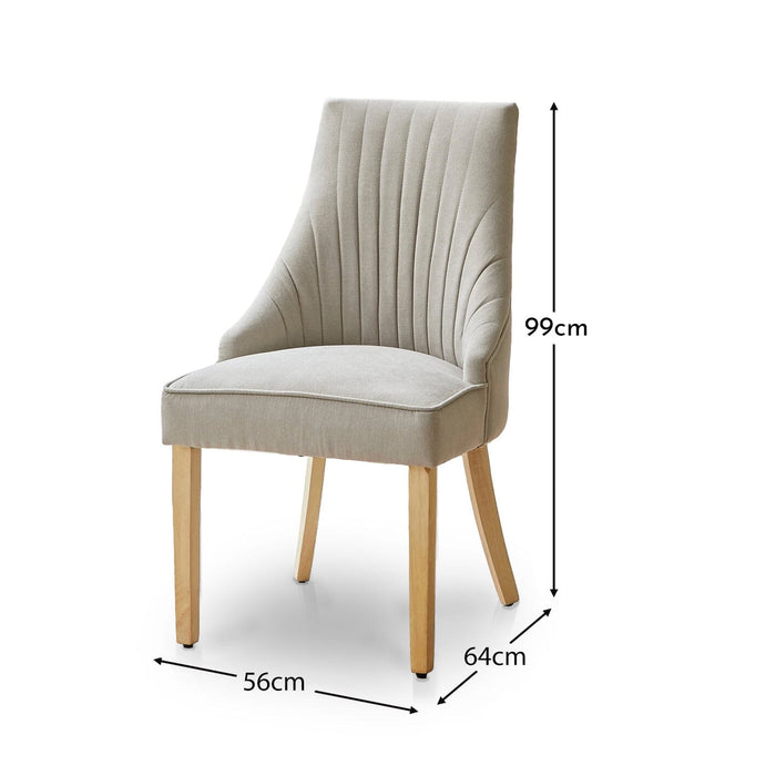Nadine Dining Chairs - Set Of 2 - Soft Beige with Whitewash legs - Laura James