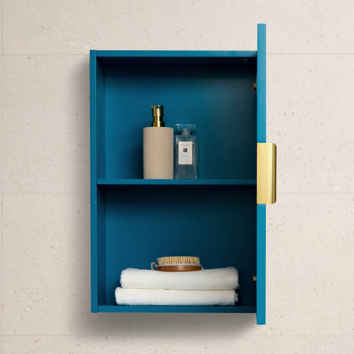 Nami 40cm Wall Cabinet with Mirror - Teal Blue - Laura James