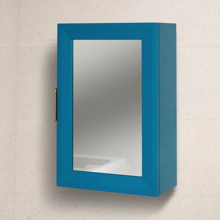 Nami 40cm Wall Cabinet with Mirror - Teal Blue - Laura James